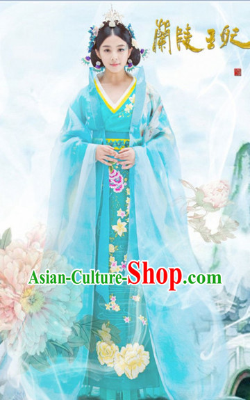Ancient Chinese Lanling Princess Clothing and Headdress Complete Set