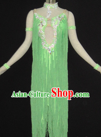 Top Tailored Made Green Latin Dance Skirt