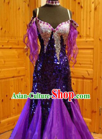 Professional Top Custom Make Purple Ballroom Dancing Suit