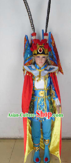 Chinese Peking Opera Stage Performance Costumes and Headwear for Children