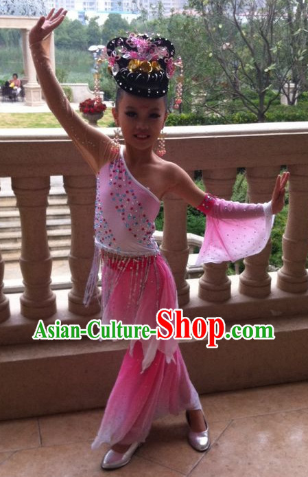 School Students Classical Dancing Costumes and Headwear