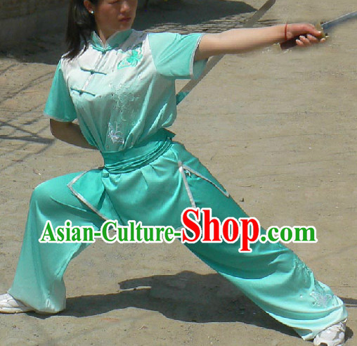 Short Sleeves Color Transition Silk Gongfu Competition Uniform