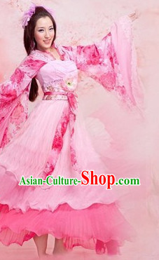 Peach Color Wide Sleeves Hanfu Dancing Costumes