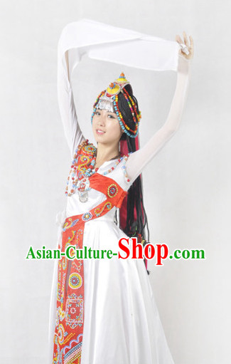 Chinese Tibetan Minority Long Sleeves Female Clothing and Hat