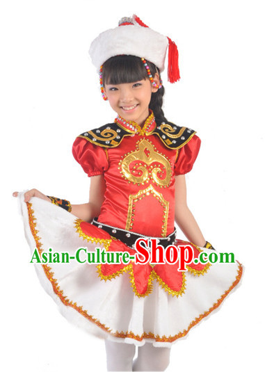 Mongolian Traditional Costumes and Hat for Kids