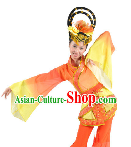 Traditional Han Dynasty Dancing Costume and Headdress for Women