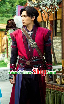 Gu Jian Qi Tan Lengend of the Ancient Sword TV Drama Male Lead Costumes Complete Set