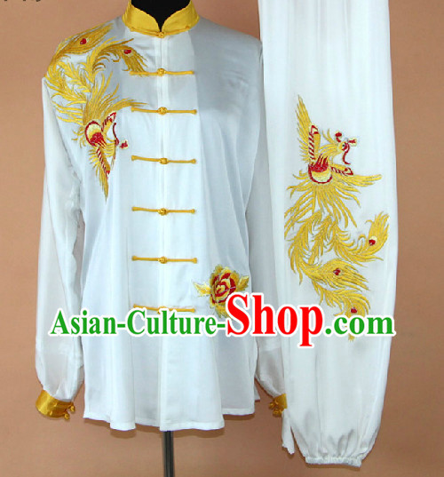 Embroidered Dragon Silk Kung Fu Uniform Complete Set