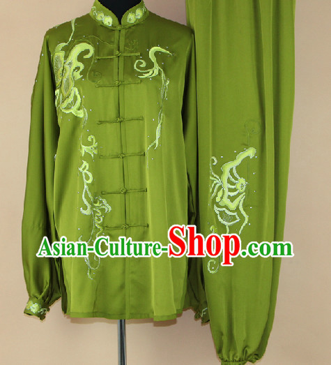 Traditional Silk Embroidered Flower Butterfly Martial Arts Competition Uniform Complete Set
