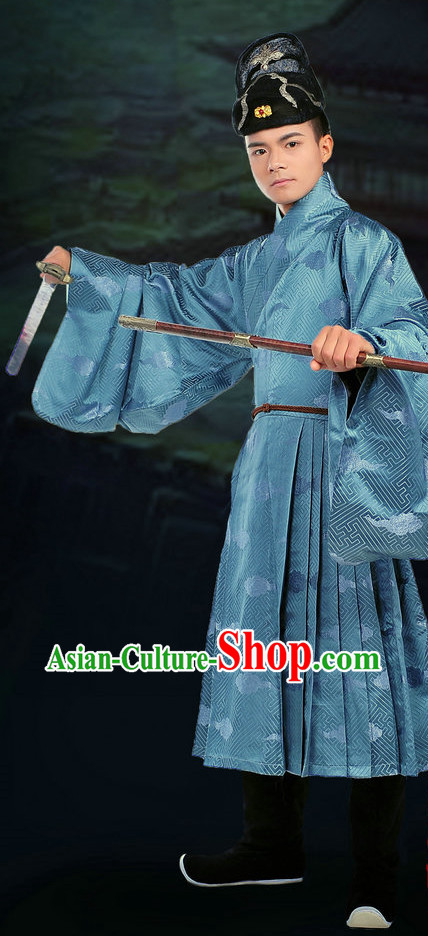 Ancient Chinese Swordman Gowns and Hat Complete Set