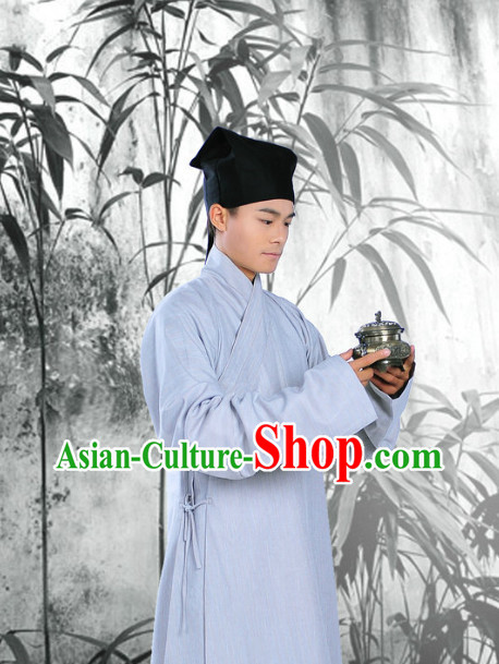 Traditional Chinese Zhiduo Attire Clothes and Hat Complete Set for Men