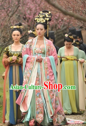 Asian Tang Dynasty Empress Clothing and Hair Accessories Complete Set