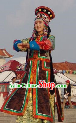 Mongolian Wedding Ceremonial Clothing and Hats Complete Sets