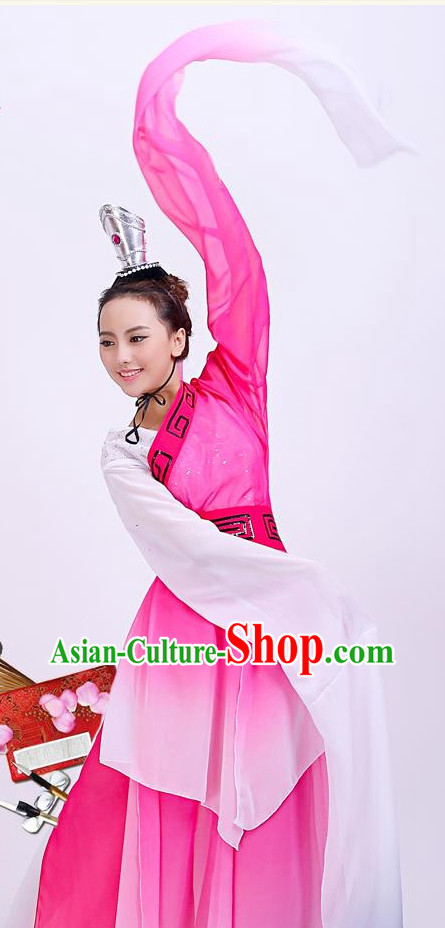 Chinese Long Sleeves Dancing Costumes and Headpieces