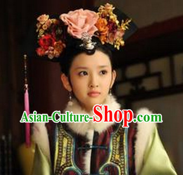 Chinese Qing Dynasty Princess Floral Manchu Hat