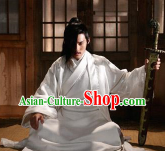 Pure White Ancient Chinese Swordwoman Clothes