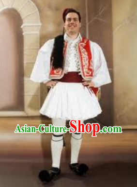 Traditional Greek Men Costume and Hat Complete Set