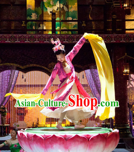 Chinese Classical Dance Competition Costumes and Hair Ornaments Complete Set