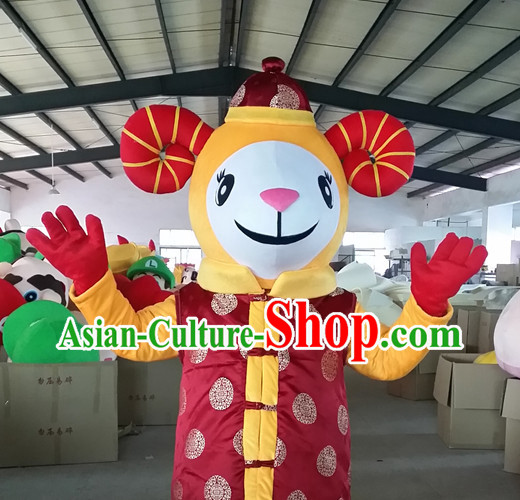 Chinese New Year Laughing Sheep Goat Mascot Costumes Complete Set
