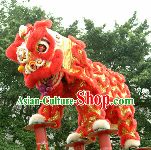 Top Southern Buddha Mountain Lion Dance Head and Costumes Complete Set