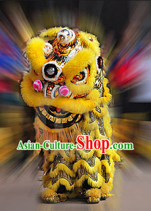 Top Yellow Southern Buddha Mountain Lion Dance Costumes Complete Set