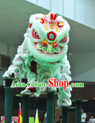Top White Southern Lion Dance Costumes Complete Set