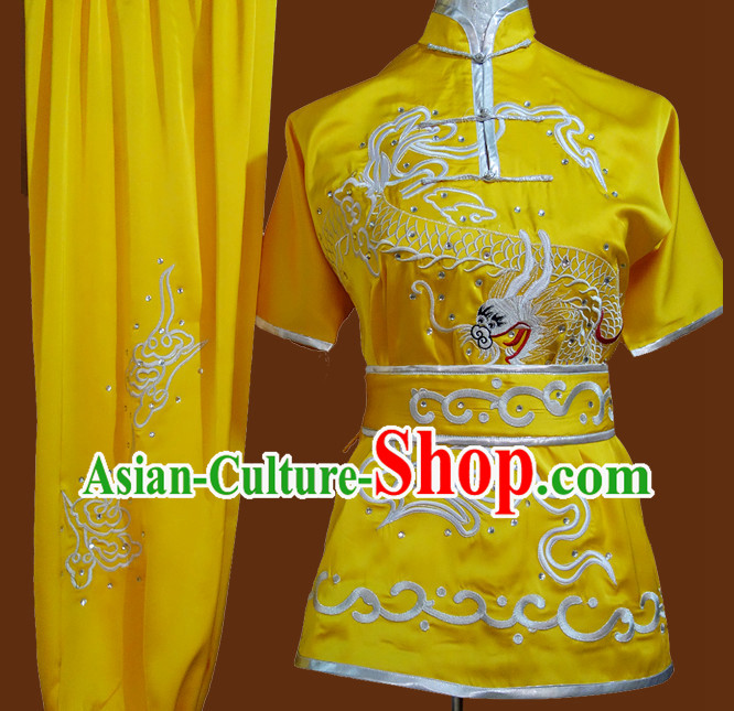 Yellow Professional Martial Arts Competition Silk Outfit
