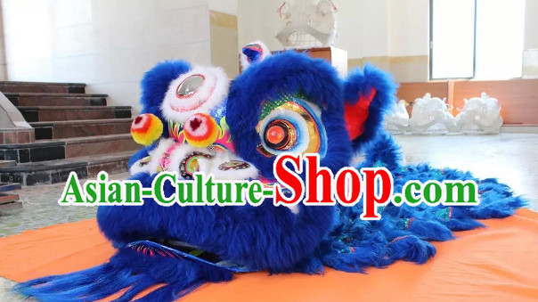 Blue Lion Dance Mask Costume Complete Set
