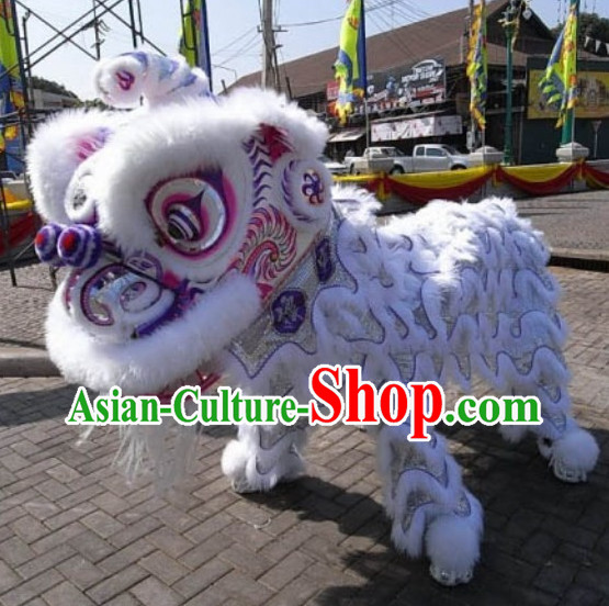 White Wool Lion Mascot Costume Complete Set