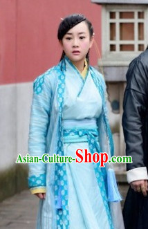 China Blue Hanfu Dresses for Ladies