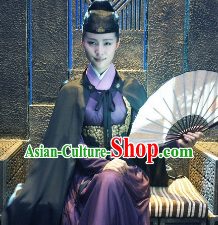Ancient Chinese Swordman Clothing and Mantle and Hat Complete Set
