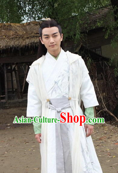 Chinese Infanta Dramaturgic Bamboo Embroidery Gowns and Robes for Men