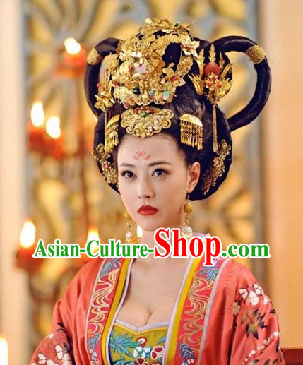 Chinese Classic Empress  Black Wig and Headwear