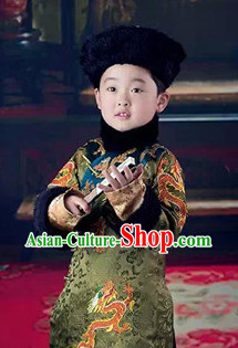 China Qing Manchu Prince Costumes and Hat Complete Set for Children