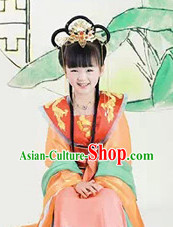 China Tang Princess Costumes and Headwear Complete Set for Girls