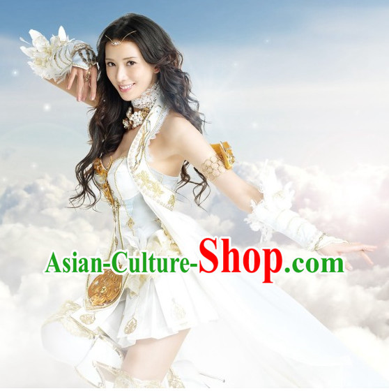 Asian Queen White Sexy Costumes and Hair Accessories
