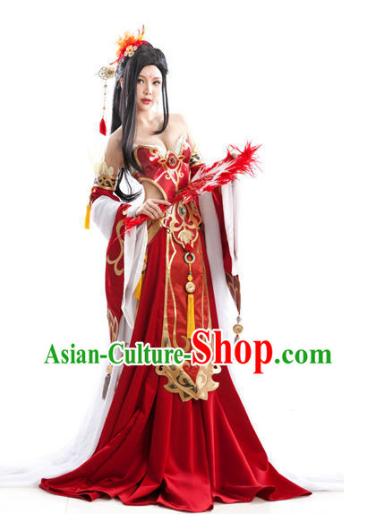 Asian Sexy Queen Costumes and Hair Accessories Full Set for Women