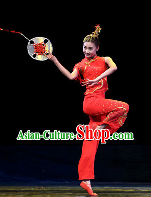 Chinese Classical Fan Dance Costumes for Girls