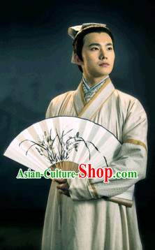 Chinese Traditional Scholar Hanfu Costumes and Headwear