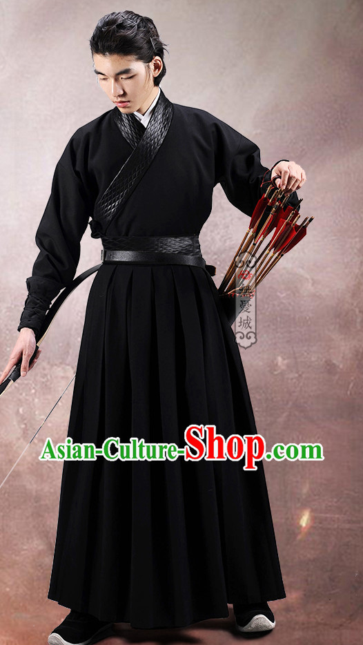 Chinese Traditional Black Archer Hanfu Uniform for Men