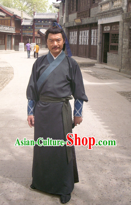 China Black Kung Fu Master Suit Robe for Men