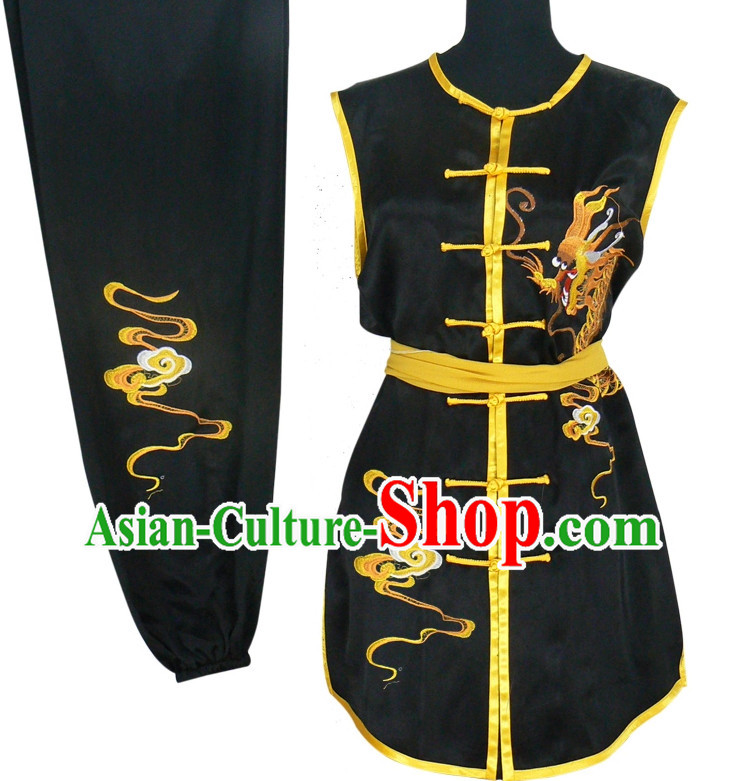 Top Dragon Embroidery Kung Fu Uniform Hapkido Wooden Dummy Marshal Arts Complete Set