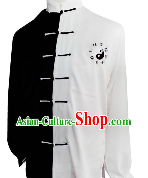 Tradtiional White and Black Yin Yang Embroidery Tai Chi Chuan Competition Suit