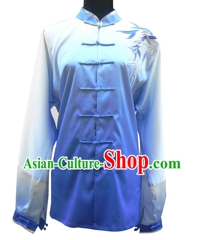 Top China Color Transition Embroidered Bamboo Taiji Suits