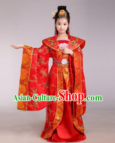 Chinese Traditional Princess Costumes and Hair Accessories for Kids