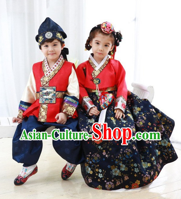 Top Korean Traditional Custom Made Birthday Hanbok Complete Set for Girls and Boys