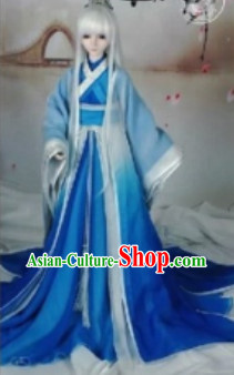 Traditional Chinese Blue White Hanfu Dresses for Adults