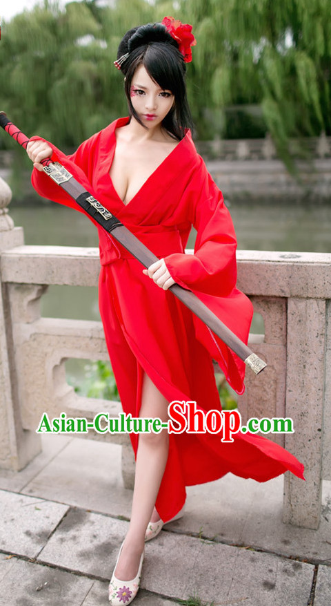 Asian Fashion Sexy Red Costumes for Ladies