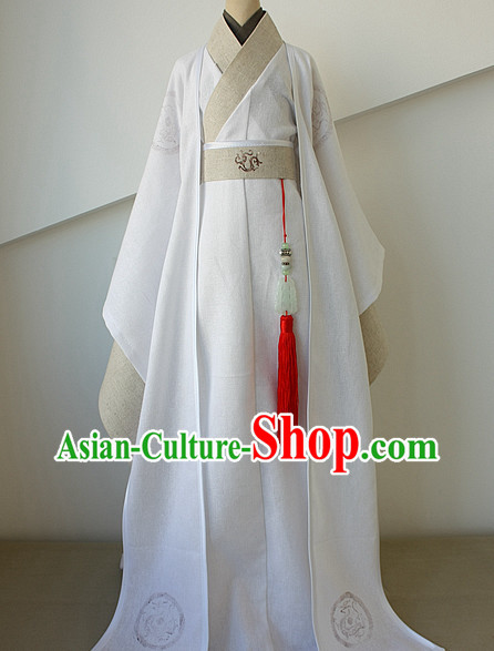 Asian Fashion White Chinese Hanfu Costumes for Men