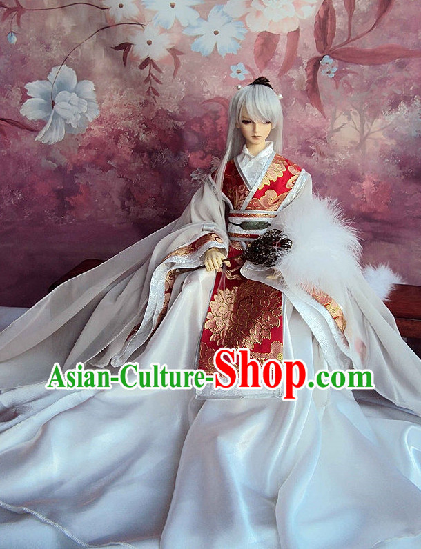 Asian Fashion Chinese Wide Sleeves Traditional White Hanfu Clothing for Adults